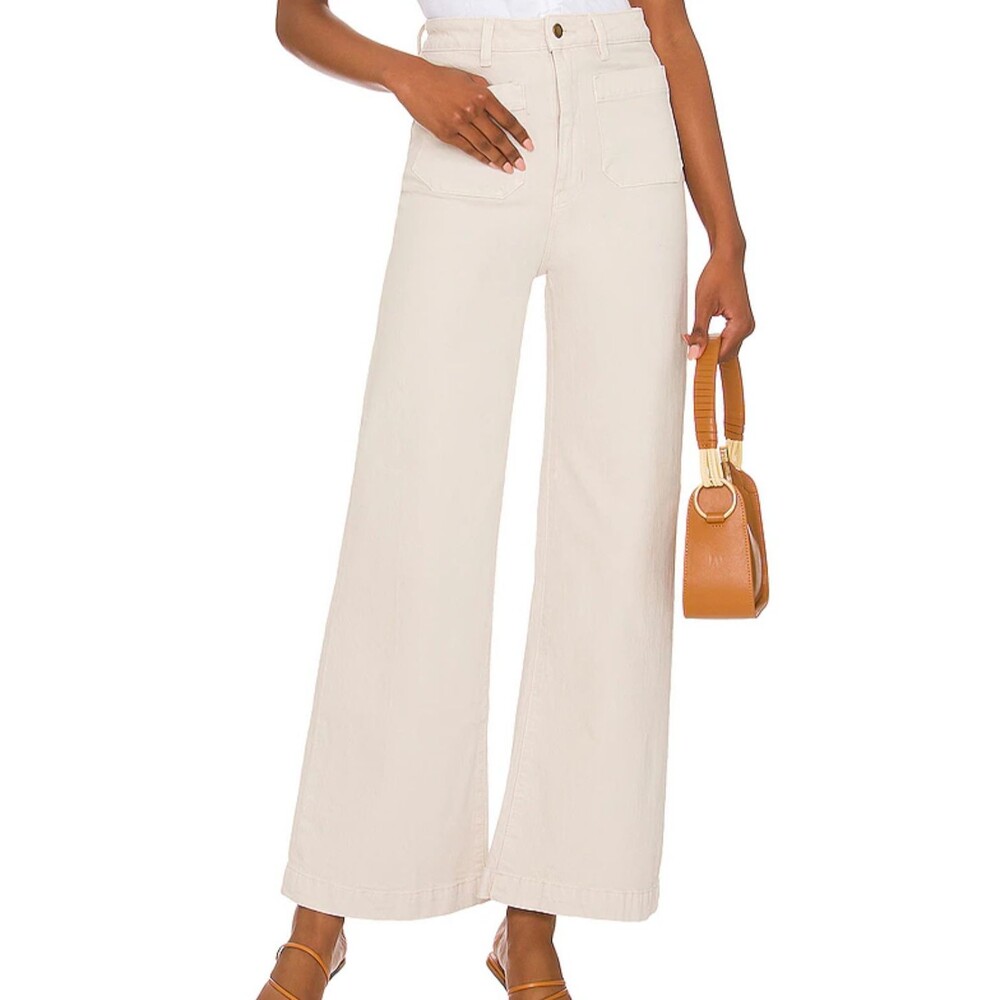 Rolla's Sailor Jeans Neutral Off White Cream Wide Leg High Waist Trouser Pant 33